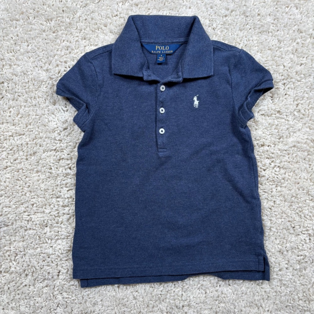 Girls Polo Ralph Lauren Blue Short Sleeve Polo‎ Shirt Size 6